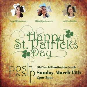 St. Patty’s Day Posh & Sip, Sunday March 15th